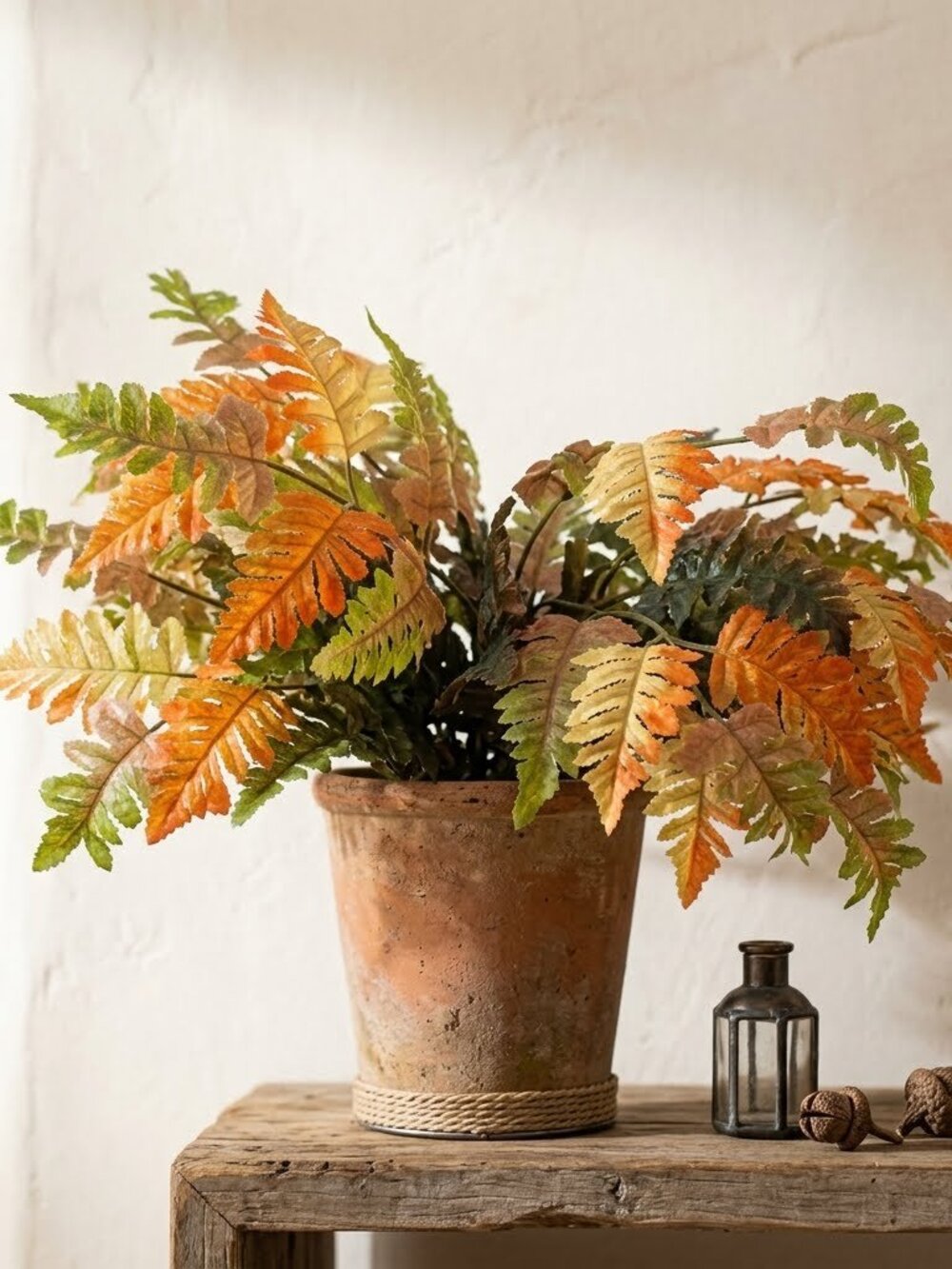 NWT Autumn Fern Spray Bundle - Orange & Green Artificial Foliage